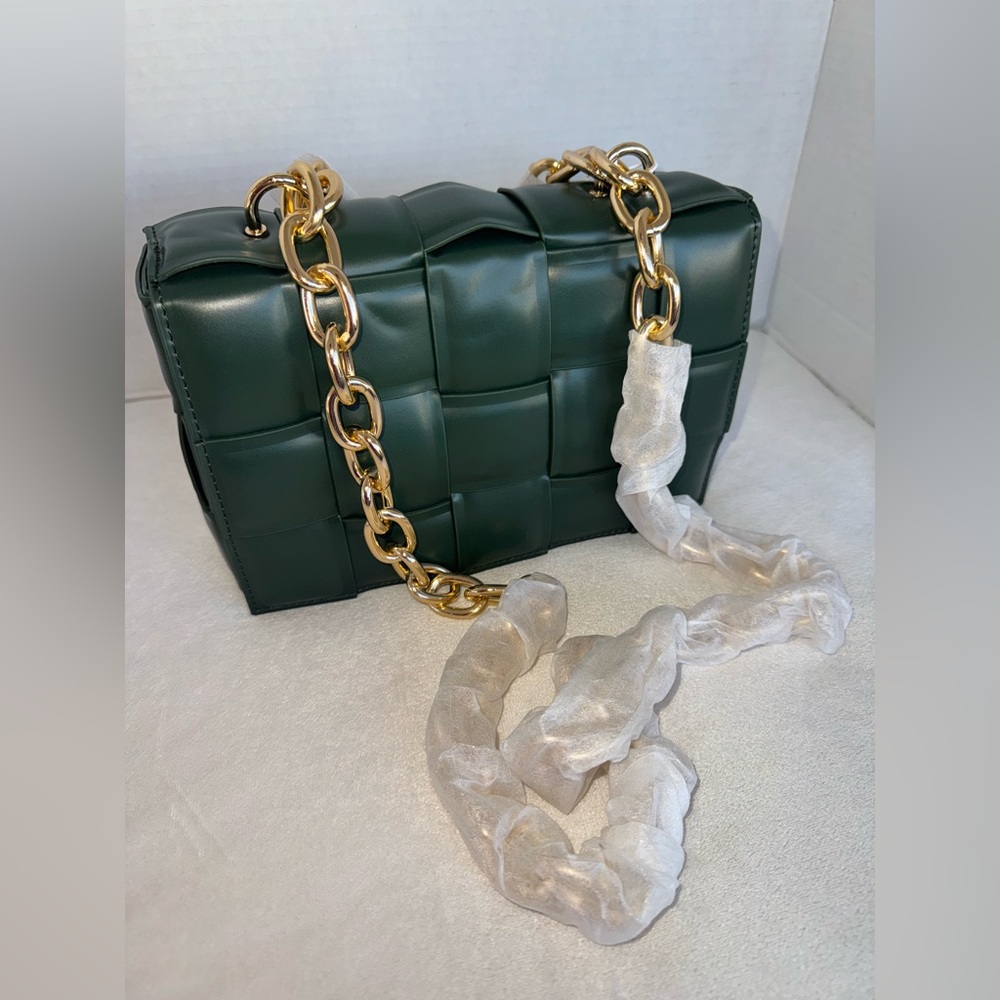 New Urban Expressions Dark Hunter Green Woven Shoulder Women’s Bag Purse-NWT - Picture 6 of 14
